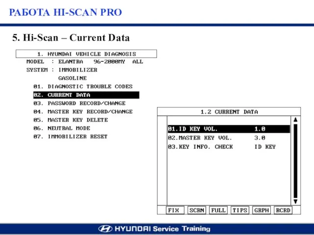 5. Hi-Scan – Current Data РАБОТА HI-SCAN PRO