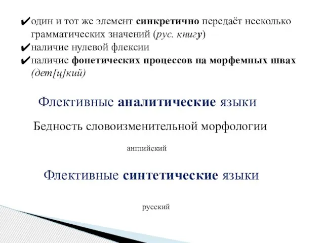 один и тот же элемент синкретично передаёт несколько грамматических значений (рус.