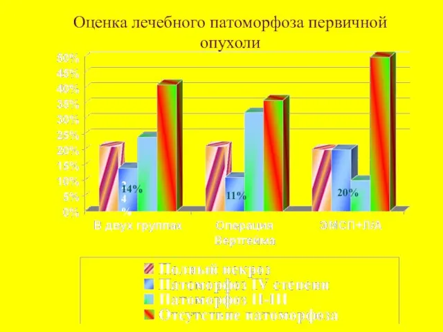 Оценка лечебного патоморфоза первичной опухоли 11% 24% 14% 20%