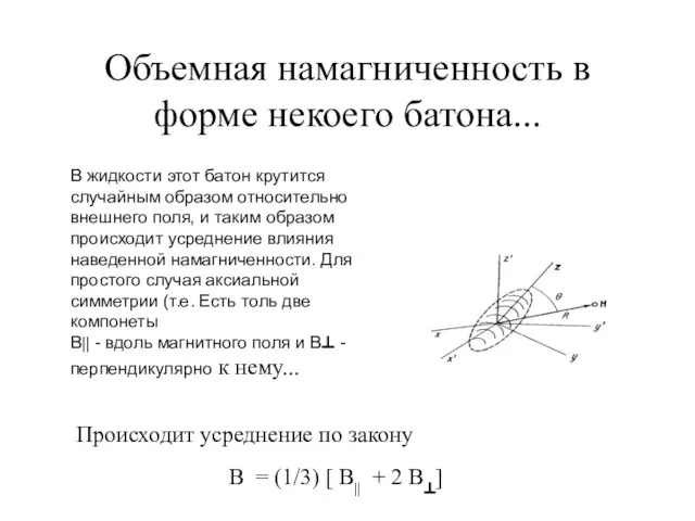 Объемная намагниченность в форме некоего батона... В жидкости этот батон крутится