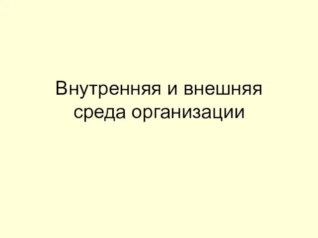 Внутренняя и внешняя среда организации