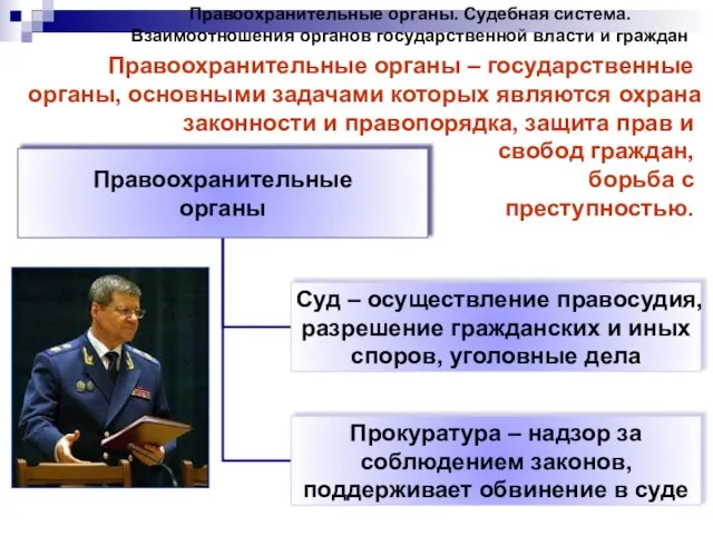 Правоохранительные органы. Судебная система. Взаимоотношения органов государственной власти и граждан Правоохранительные