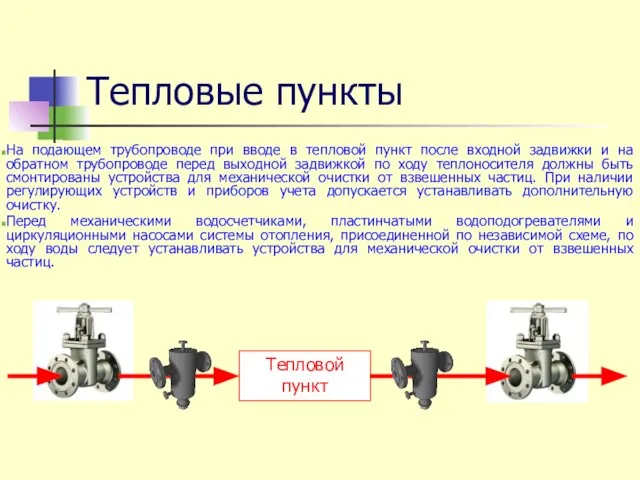 Тепловые пункты На подающем трубопроводе при вводе в тепловой пункт после