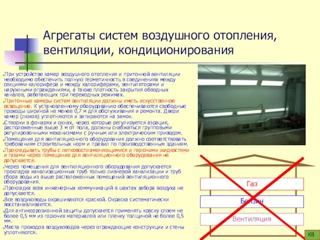 Агрегаты систем воздушного отопления, вентиляции, кондиционирования При устройстве камер воздушного отопления