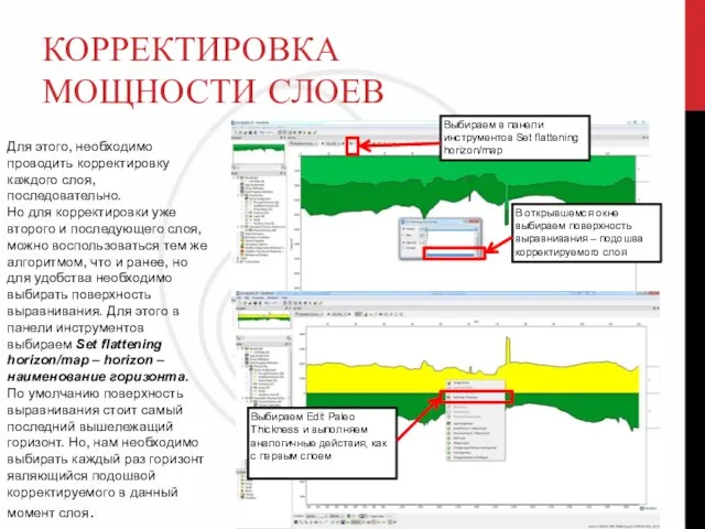 КОРРЕКТИРОВКА МОЩНОСТИ СЛОЕВ Для этого, необходимо проводить корректировку каждого слоя, последовательно.