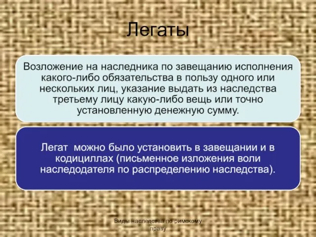 Легаты Виды наследства по римскому праву