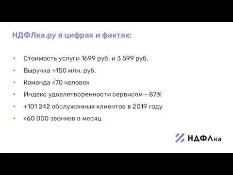 Стоимость услуги 1699 руб. и 3 599 руб. Выручка +150 млн.