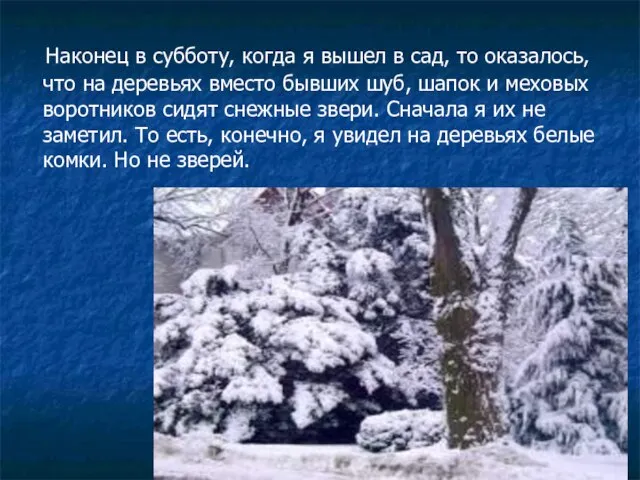 Наконец в субботу, когда я вышел в сад, то оказалось, что