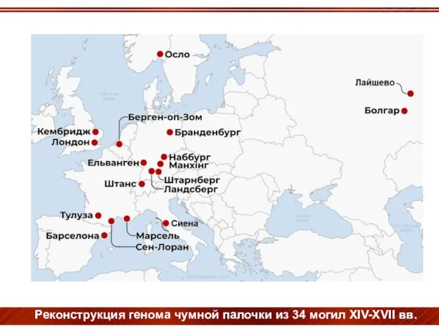 Реконструкция генома чумной палочки из 34 могил XIV-XVII вв.