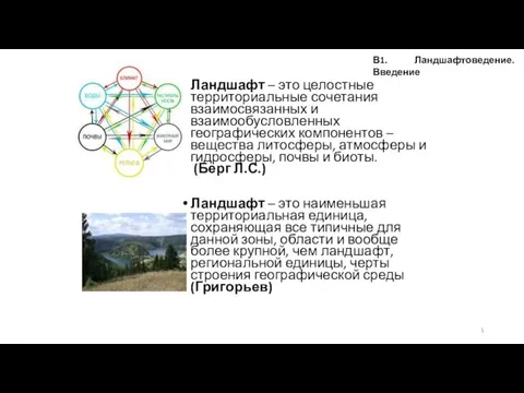 Ландшафт – это целостные территориальные сочетания взаимосвязанных и взаимообусловленных географических компонентов