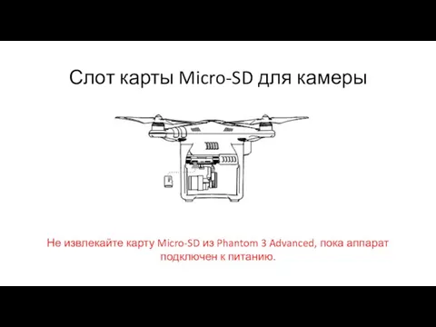 Слот карты Micro-SD для камеры Не извлекайте карту Micro-SD из Phantom