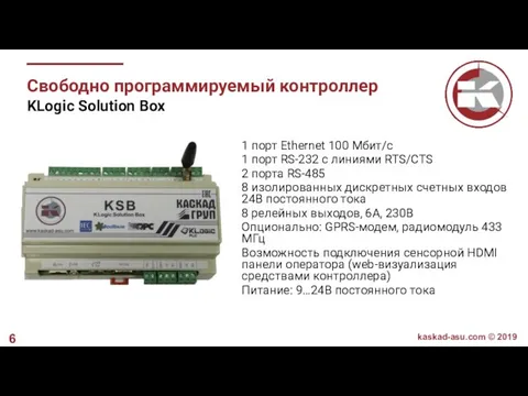 Свободно программируемый контроллер KLogic Solution Box 1 порт Ethernet 100 Мбит/с