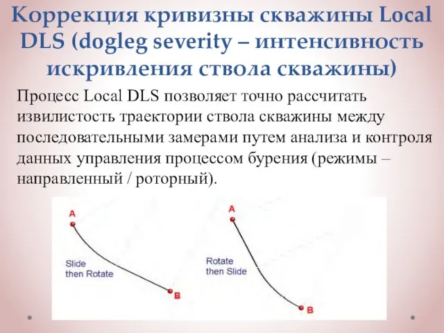 Коррекция кривизны скважины Local DLS (dogleg severity – интенсивность искривления ствола