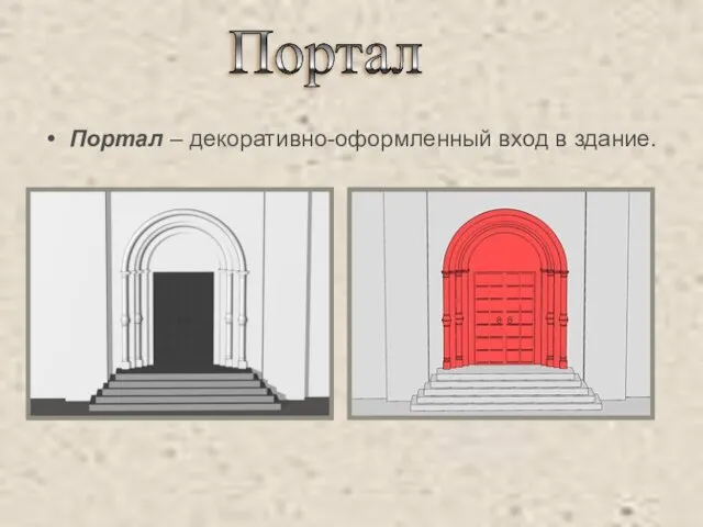 Портал – декоративно-оформленный вход в здание. Портал