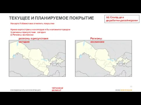 ТЕКУЩЕЕ И ПЛАНИРУЕМОЕ ПОКРЫТИЕ На карте Узбекистана отметить покрытие Нужна карта