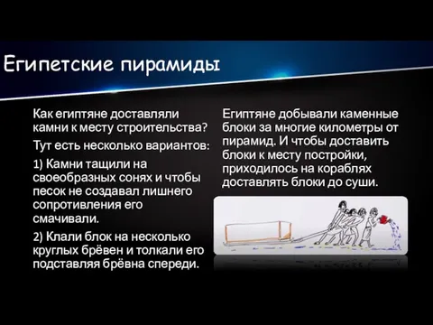 Египетские пирамиды Как египтяне доставляли камни к месту строительства? Тут есть