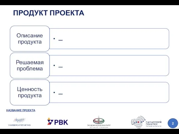 ПРОДУКТ ПРОЕКТА НАЗВАНИЕ ПРОЕКТА