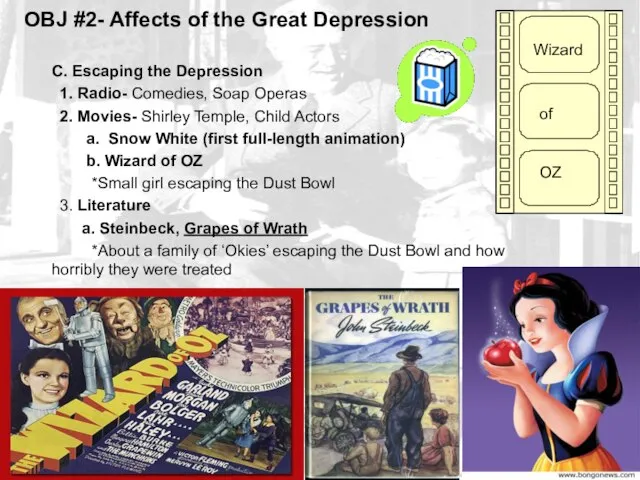 OBJ #2- Affects of the Great Depression C. Escaping the Depression