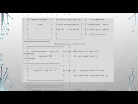 ┌──────────────────────┤ Осуществление ТОС │ │ └────────────────────────────┘ │ ┌────────────────────────────────────────────────────────────────────┐ │ │ Собрания,
