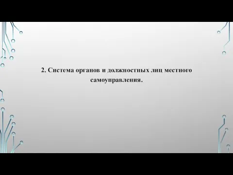 2. Система органов и должностных лиц местного самоуправления.