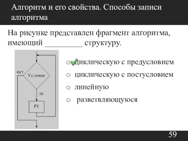 Алгоритм и его свойства. Способы записи алгоритма На рисунке представлен фрагмент