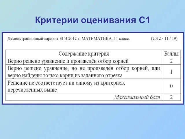 Критерии оценивания С1