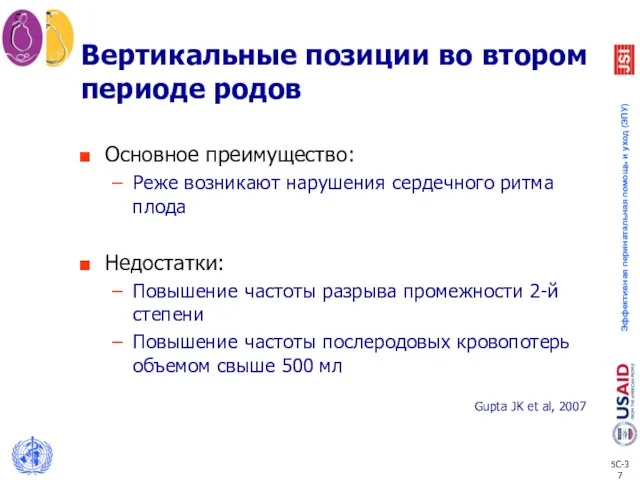 Вертикальные позиции во втором периоде родов Основное преимущество: Реже возникают нарушения