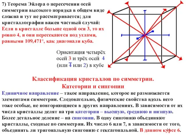 Классификация кристаллов по симметрии. Категории и сингонии Единичное направление – такое