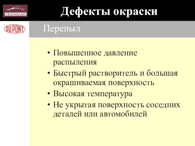 Перепыл Повышенное давление распыления Быстрый растворитель и большая окрашиваемая поверхность Высокая