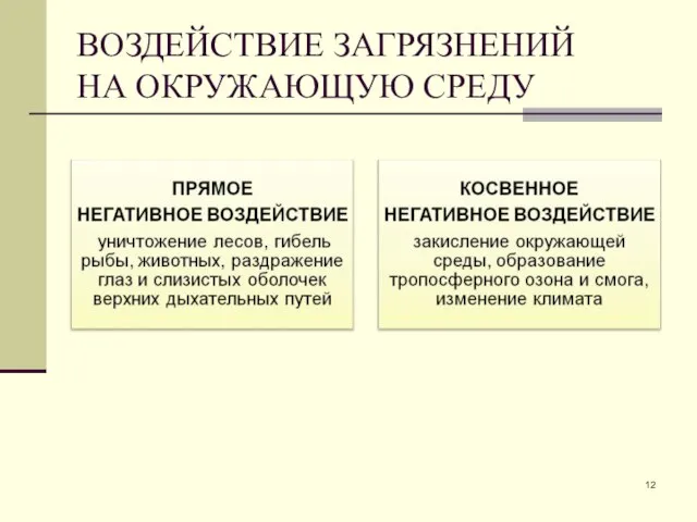 ВОЗДЕЙСТВИЕ ЗАГРЯЗНЕНИЙ НА ОКРУЖАЮЩУЮ СРЕДУ