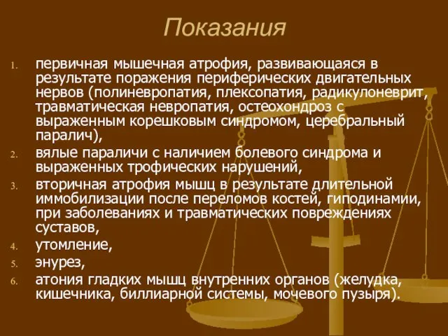 Показания первичная мышечная атрофия, развивающаяся в результате поражения периферических двигательных нервов