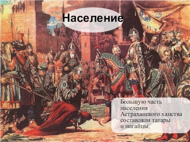 Население Большую часть населения Астраханского ханства составляли татары и ногайцы.