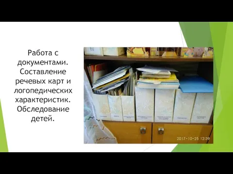 Работа с документами. Составление речевых карт и логопедических характеристик. Обследование детей.