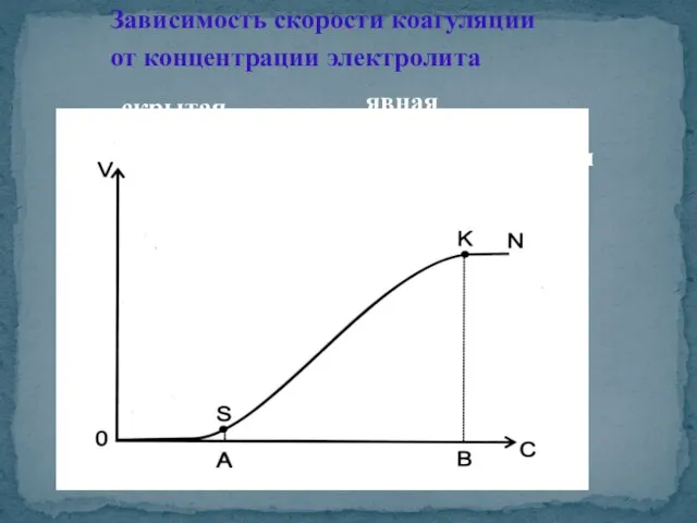 Зависимость скорости коагуляции от концентрации электролита скрытая явная медленная быстрая