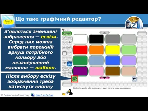 Що таке графічний редактор? Розділ 4 § 17 З’являться зменшені зображення