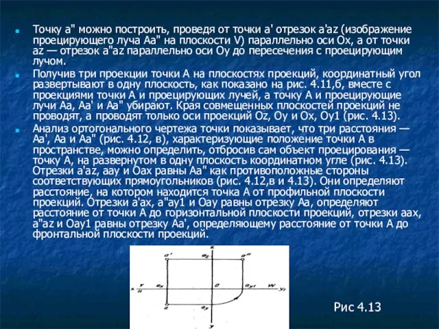 Точку а" можно построить, проведя от точки а' отрезок а'аz (изображение