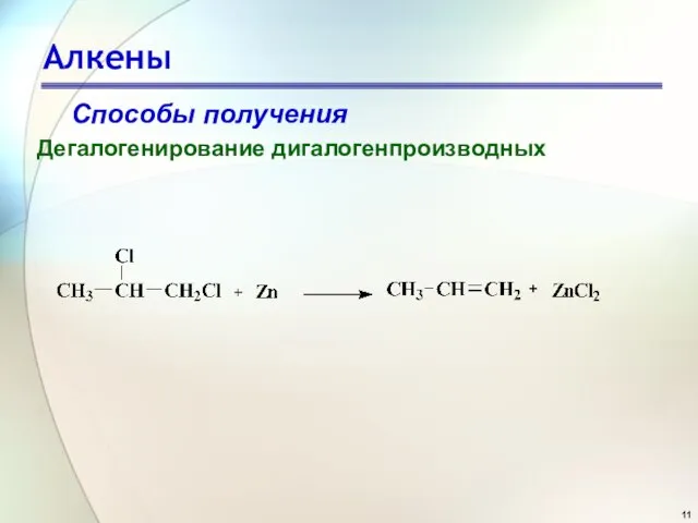 Алкены Способы получения Дегалогенирование дигалогенпроизводных