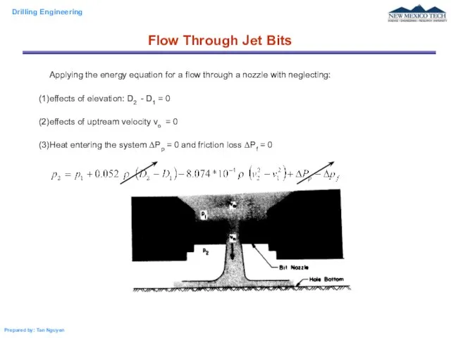 Applying the energy equation for a flow through a nozzle with