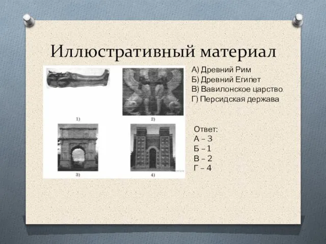 Иллюстративный материал Ответ: А – 3 Б – 1 В –