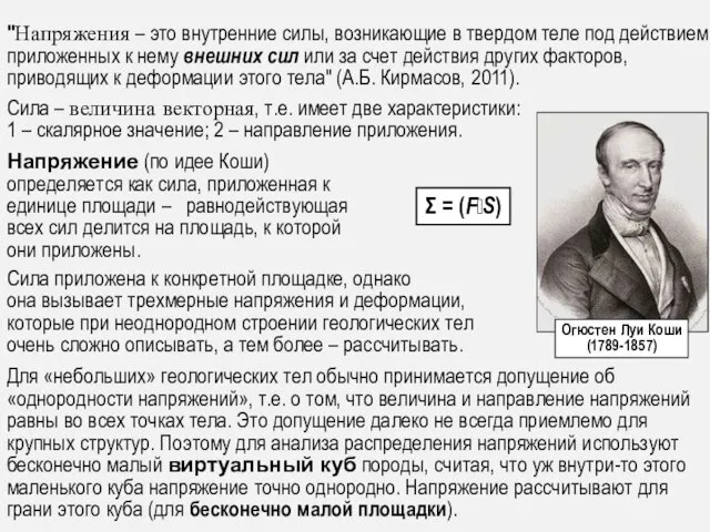 "Напряжения – это внутренние силы, возникающие в твердом теле под действием