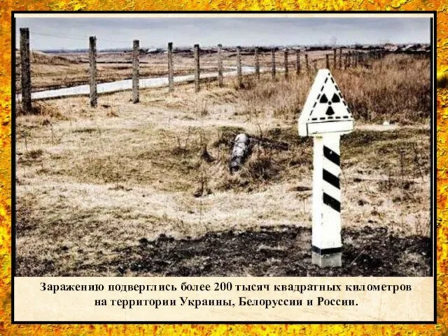 Заражению подверглись более 200 тысяч квадратных километров на территории Украины, Белоруссии и России.