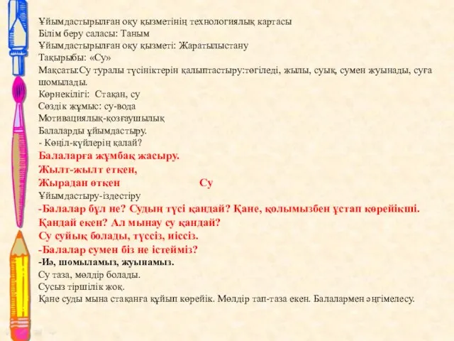 Ұйымдастырылған оқу қызметінің технологиялық картасы Білім беру саласы: Таным Ұйымдастырылған оқу