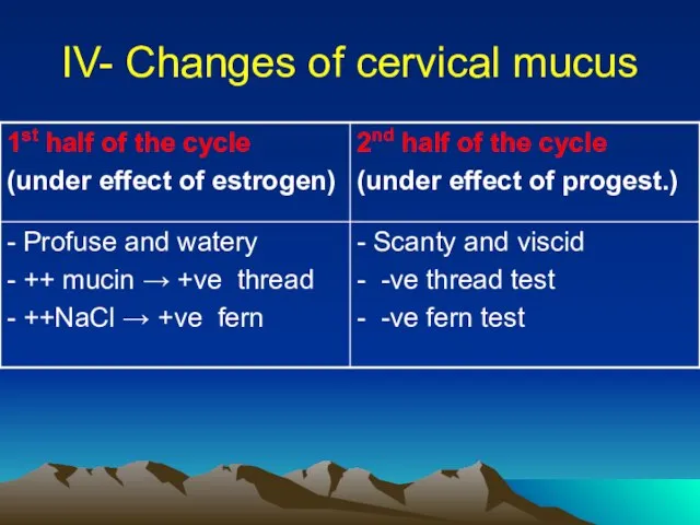 IV- Changes of cervical mucus