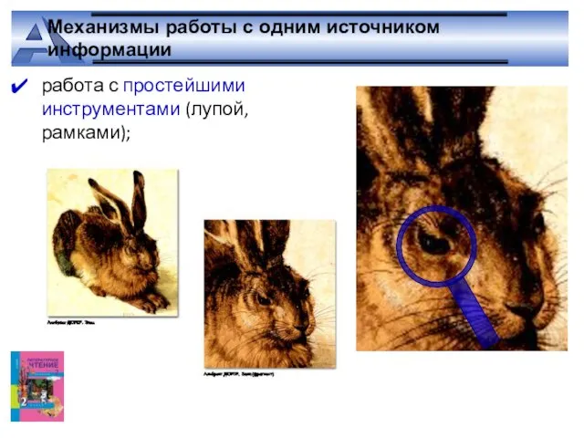 Механизмы работы с одним источником информации работа с простейшими инструментами (лупой, рамками);