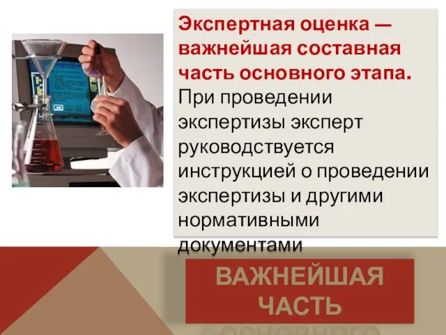 Экспертная оценка — важнейшая составная часть основного этапа. При проведении экспертизы