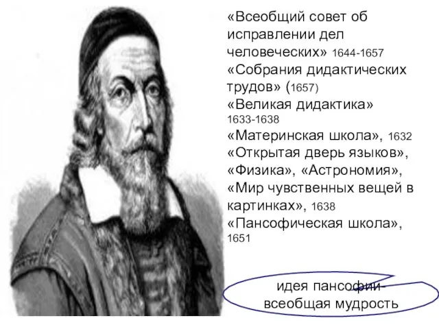 «Всеобщий совет об исправлении дел человеческих» 1644-1657 «Собрания дидактических трудов» (1657)