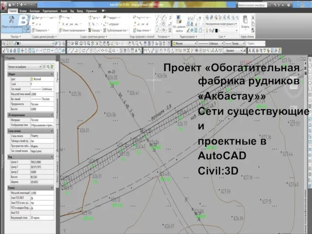 Выполнение части И, ГП Проект «Обогатительная фабрика рудников «Акбастау»» Сети существующие и проектные в AutoCAD Civil:3D