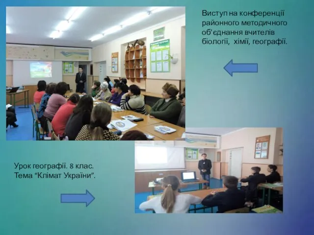 Урок географії. 8 клас. Тема “Клімат України”. Виступ на конференції районного