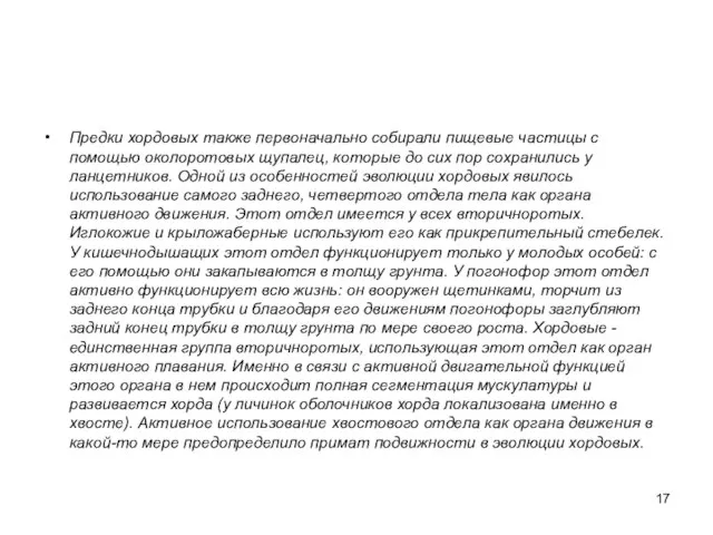 Предки хордовых также первоначально собирали пищевые частицы с помощью околоротовых щупалец,