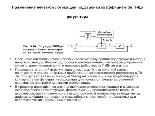 Применение нечеткой логики для подстройки коэффициентов ПИД-регулятора Блок нечеткой логики (фаззи-блок)